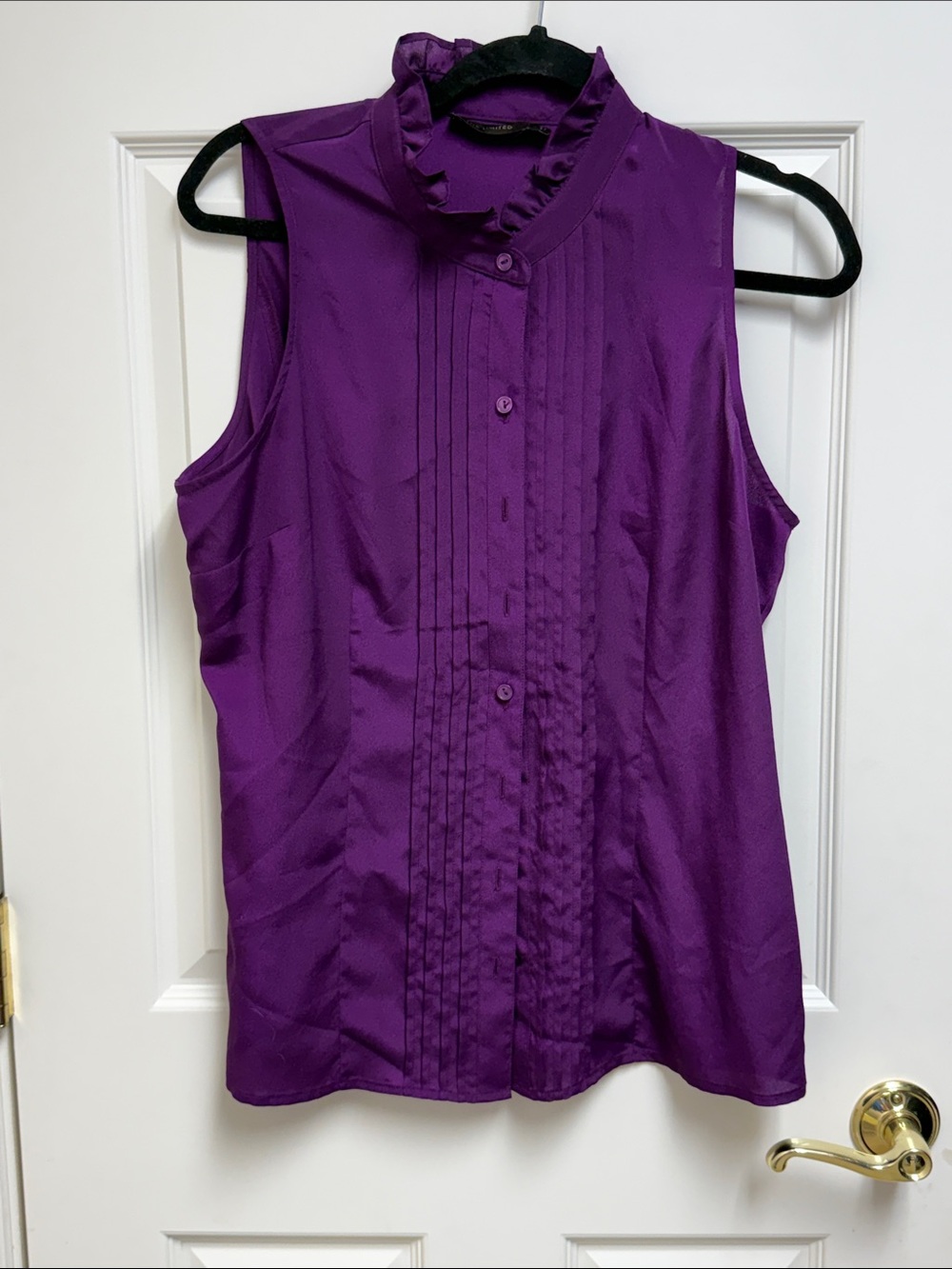 The Limited Sleeveless Ruffled Collar Blouse - Purple